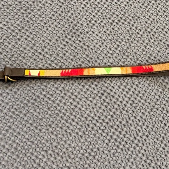 Patterned Multi Colored Wool Polo Style Belt with Geometric Design Measures 47" - Picture 5 of 5